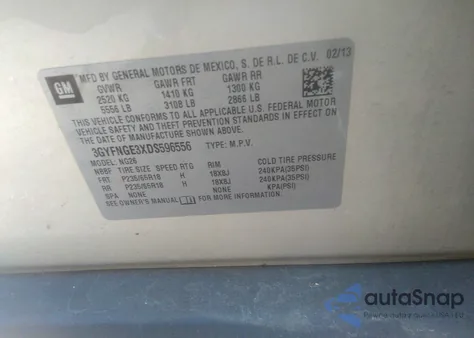 2013 Cadillac Srx Luxury Collection from USA, damaged, VIN 3GYFNGE3XDS596556